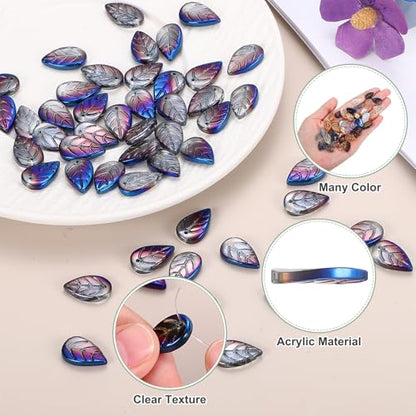 PATIKIL Leaf Beads, 50Pcs Crystal Translucent Czech Glass Beads for DIY Jewelry Making Bracelets Necklace, Half Blue - color: Half Blue