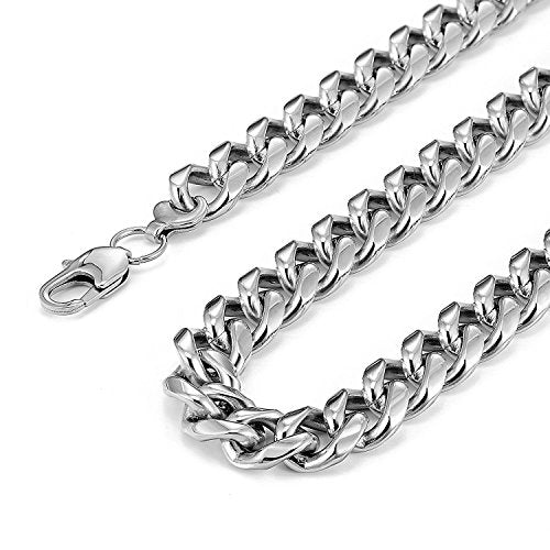 Urban Jewelry Mens 316L Stainless Steel Chain Necklace Bold Chain Style | Chain Necklace 316L Stainless Steel Rust Resistant Finish Modern Necklace Design Bold Chain Style Polished Chain Finish