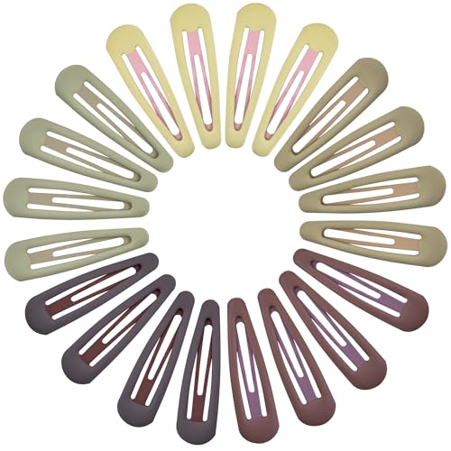 Small Hair Barrettes For Women No Slip Metal Snap Clips For Thin And Fine Hair,Matte Brown Yellow,20 PCS,1.97 x 0.5 Inch. - color: Matte Brown yellow