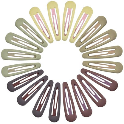 Small Hair Barrettes For Women No Slip Metal Snap Clips For Thin And Fine Hair,Matte Brown Yellow,20 PCS,1.97 x 0.5 Inch. - color: Matte Brown yellow
