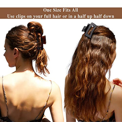 Hair Claw Clips Large 4 Inch Matte Clear No Slip Big Rectangle Jaw Clip Clamp for Thick Hair Women, 3 Pack - color: F