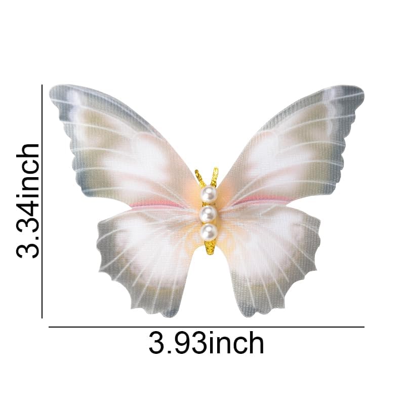 Butterfly Hair Clips Pins for Girls Faux Pearl Butterfly Hair Barrettes Double Layer Glitter Butterfly Clips Fairy Hairpin Cute Butterfly Snap Hair Clip Retro Hair Accessories for Women (4Pcs)