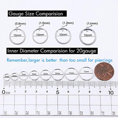 OUFER Gold Hinged Segment Earring Hoop 16G Stainless Steel with Cartilage Earrings Clear CZ Paved Tragus Helix Earrings Cartilage Earring Septum Nose Ring Hoop - color: Gold Plated-6mm diameter