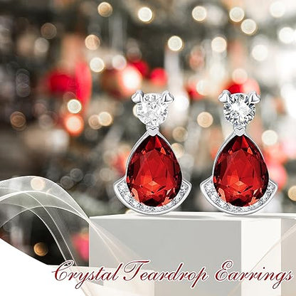 Birthstone Teardrop Crystal Stud Earrings for Women 925 Sterling Silver Solitaire Studs Halo Earrings for Birthday Gifts Teardrop Earrings for women - style: A January