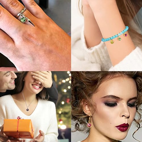 BetterJonny 260pcs Charms for Jewelry Making, 60pcs Gold Crystal Birthstone Charms Beads with 100 Lobster Clasps and 100 Jump Ring for Necklace Bracelet Earring - color: （#A）Gold Round