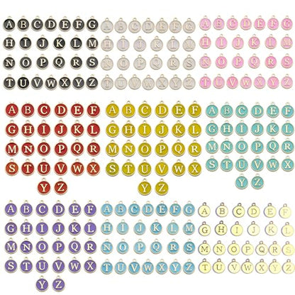 A-Z Letter Charms Round Enamel Alphabet Initial Pendant for Jewelry Making,Double-Side for Necklace Bracelet Earring DIY Craft - color: 9 sets(234pcs)-Mix Color