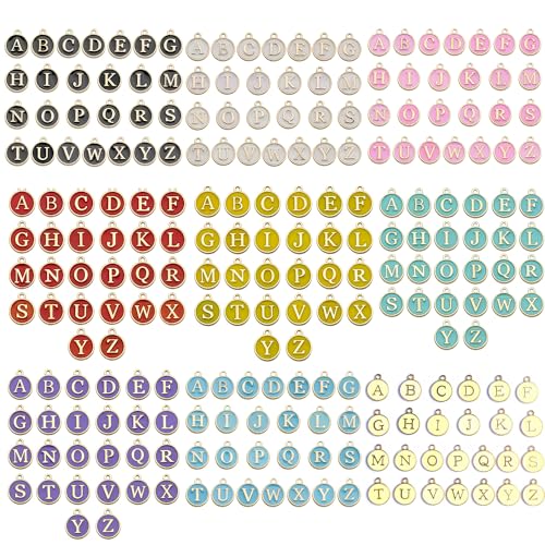 A-Z Letter Charms Round Enamel Alphabet Initial Pendant for Jewelry Making,Double-Side for Necklace Bracelet Earring DIY Craft - color: 9 sets(234pcs)-Mix Color