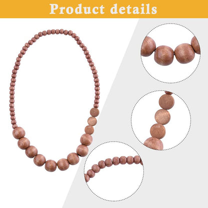 COLORFUL BLING Natural Chunky Wooden Beads Statement Necklace Boho African Tribal Collar Choker Bib Necklace Hippie Vacation Jewelry for Unisex Men Women - color: light ball