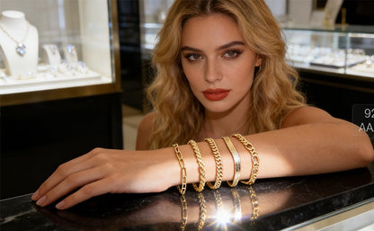 Alegend 14K Gold Plated Stackable Multilayer Bracelets + Titanium Steel(Not Rust, Resist Corruption, Easily Clean) 18K Gold Plated Single Bracelets - color: 14K Gold Plated Five-Layered