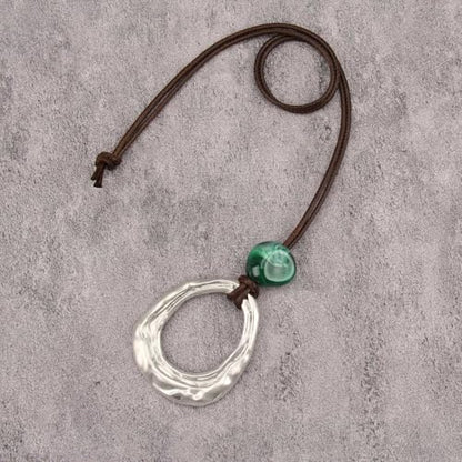 GelConnie Leather Necklace for Women Round Wooden Pendant Long Leather Choker Vintage Sweater Necklace Gold Chunky Boho Necklaces for Women - style: Brown Leather Boho Necklace