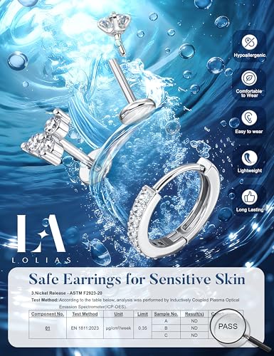 LOLIAS Hypoallergenic Gold Threadless Flat Back Stud Earrings for Women | 20G 18G 16G Surgical Steel Earrings Push in Nose Studs CZ Cartilage Earring Set Labret Helix Tragus Conch Piercing Jewelry - color: Silver, size: 20G(0.8MM)-CZ