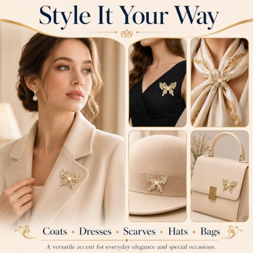 Brooch Pin for Women Rhinestone Peacock Crystal Delicate Animal Brooch Lapel Pins Girls Fashion Jewelry Gift for Christmas Brooch Birthday Jewelry Gift - style: Single butterfly