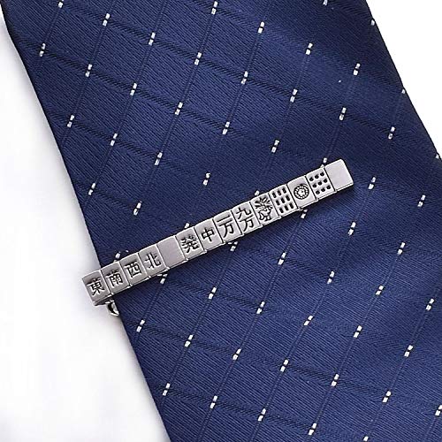 Yuorsfs Chinese Mahjong Tie Clips for Men Novelty Funny Stainless Steel Tie Clip Personalized Tie Bar Suitable For Daily - style: Silver Mahjong