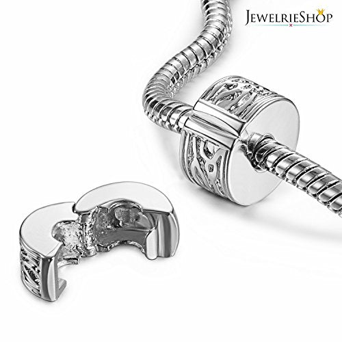 JewelrieShop Clip Spacer Charm for Bracelet Clip Lock Stopper Bead Spacer European Openable Beads 2pcs - color: #03S x 2 Pieces