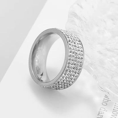 Multi Row Rhinestone Stainless Steel Band Ring Jewelry for Women | Multi rows shiny rhinestones, durable stainless steel, stylish band, ideal birthday holiday gift jewelry for women - color: silvery
