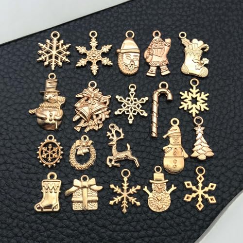 WOCRAFT 60pcs KC Gold Christmas Bracelet Charms for Jewelry Making Sets DIY Necklace Bracelet Keychain Crafting Charms Kit Craft Supplies (SN828) - color: KC Gold, size: Christmas Charms