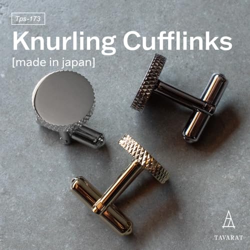 [TAVARAT] Cufflinks for Men cuff links mens classic round shape Black Silver Light Gold Tps-177 - style: light gold (Tps-173)