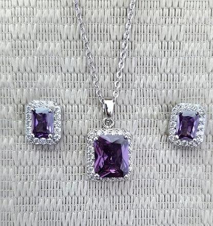 Jewelry Sets for Women Costume Jewelry Sets Wedding Jewelry Set with Necklace and Earring for Bride Bridesmaid Jewelry - color: Purple