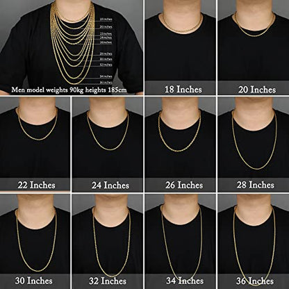 24K Gold Plated Rope Chain Stainless Steel Twist Chain Necklace Men Women - color: 24K Gold-Plated, size: 22 Inches
