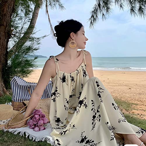 Raffia Hoop Earrings for Women Fun Boho Summer Beach Earrings Lightweight Handmade Straw Wicker Rattan Dangle Earrings Statement Geometric Round Drop Earrings - color: Brown - Round