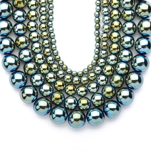 Zenkeeper 108Pcs Green Hematite Stones Beads Spacer Loose Beads Bulk with Holes Handcrafted for DIY Bracelets Jewelry Making Crafts Supplies - color: Green Hematite, size: 8MM, 108pcs