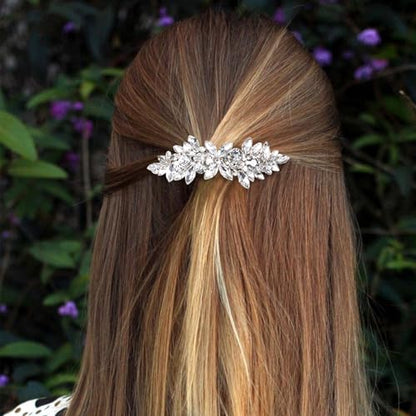 Joez Wonderful Rhinestone Hair Clips, Silver Bridal Hair Accessories for Women, Sparkly Crystal Hair Pins, Fancy Flower Hair Barrettes for Wedding, Bride, Long Hair (1 Pcs) - color: Rhinestone