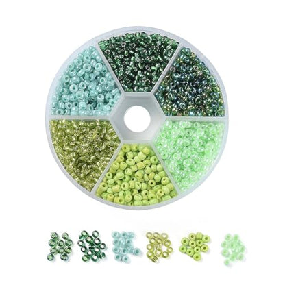 1Box 8/0 Glass Seed Beads 3mm Small Beads Round Loose Spacer Bead for DIY Friendship Bracelet Necklace Earring Summer Jewelry Making Phone Starp Craft Supplies Hole: 1mm About 1330pcs/box Green - color: Green-3mm
