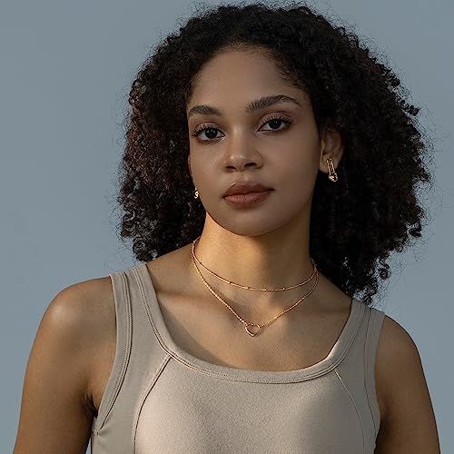 Layered Necklaces for Women - 14K Dainty Gold Plated Layering Chokers Necklaces Set Multilayer Delicate Necklace Trendy Adjustable Long Layered Necklaces for Women - style: 19 Heart Necklace
