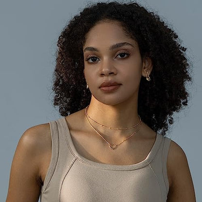 Layered Necklaces for Women - 14K Dainty Gold Plated Layering Chokers Necklaces Set Multilayer Delicate Necklace Trendy Adjustable Long Layered Necklaces for Women - style: 19 Heart Necklace