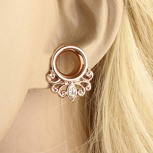 TIANCI FBYJS Stainless Steel Zircon Ear Tunnels Earrings Guages Piercing Plugs Stretcher Gauges for Women Men - style: 12mm=1/2''
