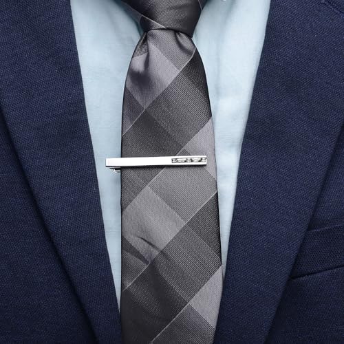 Men Crystal Tie Clip Tie Bar for Regular Necktie Silver In Gift Case | Purple/Blue/Red/Black/White Crystal Tie Pin for Men Business Anniversary Wedding Party Office Formal Daily Occasions Suit - style: White Crystal