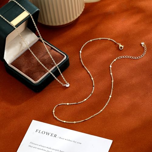 Coshilta Layered Gold Necklaces for Women, 14K Plated Gold Sterling Silver Plated Dainty Pendant Necklace Set with Cubic Zirconia,Stackable Chain Choker,Trendy Personalized Jewelry Gift Non Tarnish - style: C-N0518-CZ