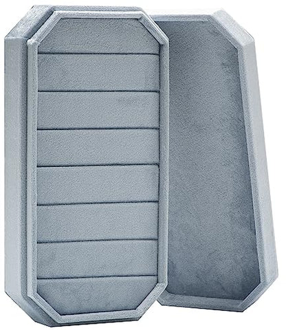 Velvet Ring Organizer Display Tray Jewelry Box Earring Holder Case | for Wedding Birthday Christmas Day (Light Ocean Blue) - color: Light Ocean Blue