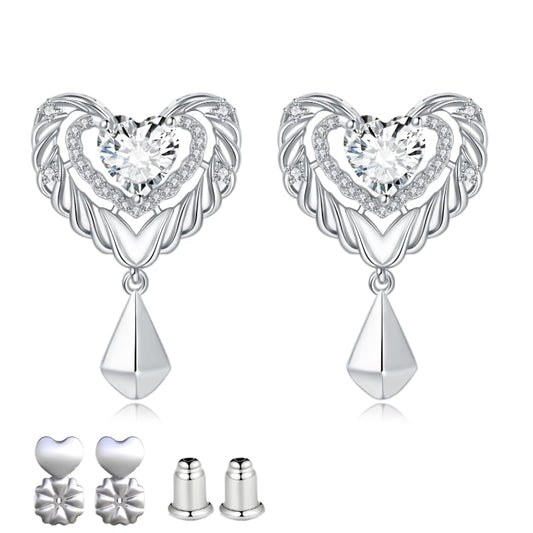 18K Gold Plated & Silver Chunky Heart & Bow Earrings for Women, Chunky Heart Dangle Hoops/Tiny Studs, Kawaii Dainty Hypoallergenic Jewelry for Multiple Piercings, Gift for Her - style: Medieval Heart