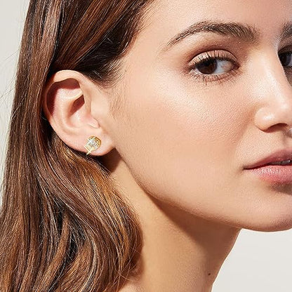 ALEXCRAFT Gold Clip On Earrings 3 Pairs Small Earing Non Pierced for Women - color: Gold Pave
