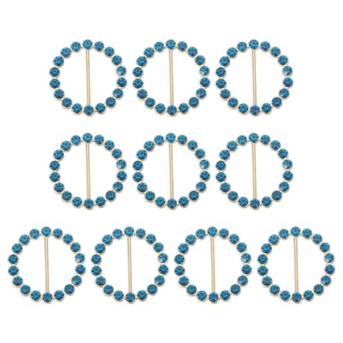 PATIKIL Silk Scarf Ring Clip Bling Rhinestone T-Shirt Clips Tie Waist Knotted Buckle Rings Metal Circle Buckles for Women Fashion Scarves Hat Decor Wrap Holders - color: Blue