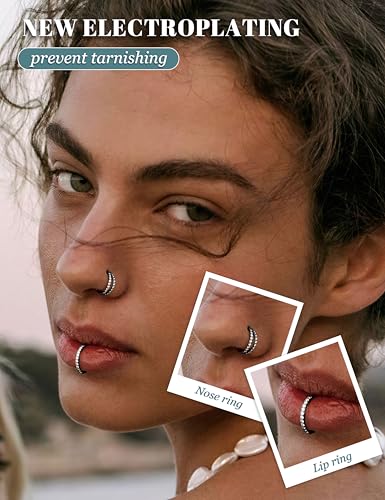 Dochais 4PCS 18G Nose Rings Hoops, Surgical Steel Earrings Tragus Septum Piercing CZ Clicker Ring, Hinged Segment Conch Lip Cartilage Double Hoops 8mm 10mm for Women Men - color: Black, size: 20G(0.8mm),8mm