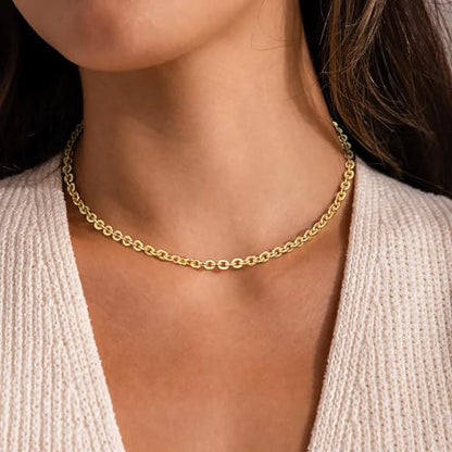 Gold Necklace For Women, Layered 14K Real Gold Plated Necklaces For Women,Dainty Gold Paperclip Chain Tear Circle CZ Pendant Necklace Stack,Trendy Gold Jewelry Set Gifts - style: Small Paperclip-Gold