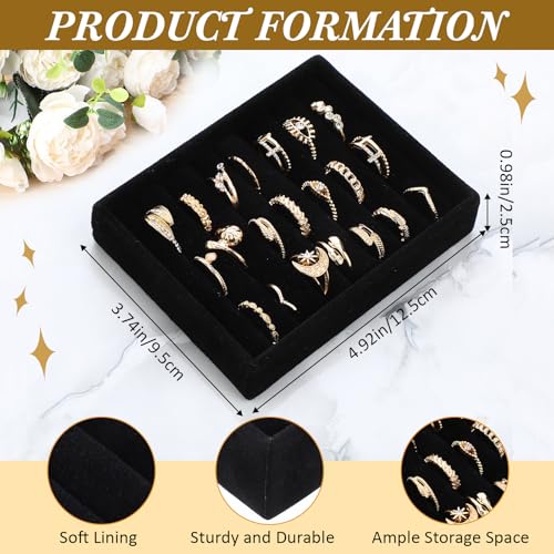 6 Pcs Small Velvet Ring Display Black Jewelry Box Inserts Earring Display Tray Storage Insert Holder 7 Slots for Gifts Selling Drawer - color: Black