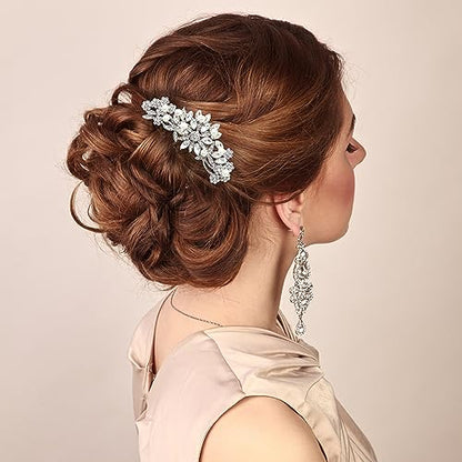Silver Wedding Hair Comb With Pearls and Crystals Wedding Hair Accessories Bridal Headpiece Or For Parties - color: Silver
