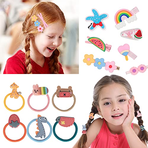 Hair Accessories Set for Girls: Jewelry Box, Hair Clips, Barrettes, Ties, Bows - Teen Girl Gift for Ages 4-12 (Pink) - color: Pink
