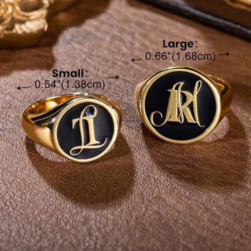 callie Custom Signet Ring - Engraved Text & Photo, Personalized Family Crest Coat Of Arms Rings, 925 Sterling Silver/Brass | Father's Day Jewelry Gifts for Men & Women - color: Initial-1