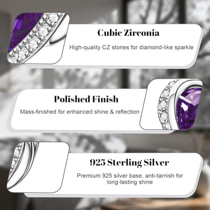 LaMenars 925 Sterling Silver Charms for Pandora Bracelets & Necklaces | Bead Charms Birthday Holiday Jewelry Gifts For Women - color: February Birthstone