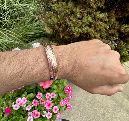 Healing Lama™ Hand Forged 100% Copper Bracelet. Made with Solid and High Gauge Pure Copper. - style: Hammered