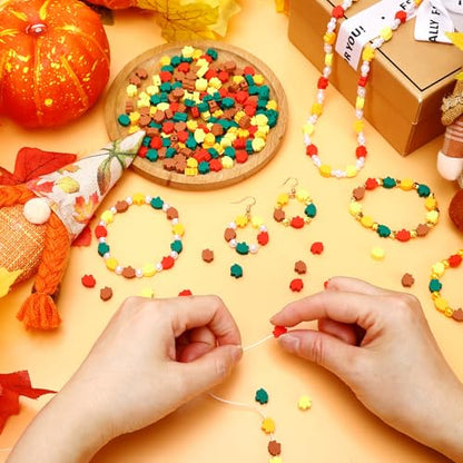 300Pcs Fall Leaves Clay Beads for Jewelry Making | Polymer Clay Material,Fall Jewelry Crafters,Bracelet Necklace Earrings Making,300Pcs Maple Leaf - color: Fall Color