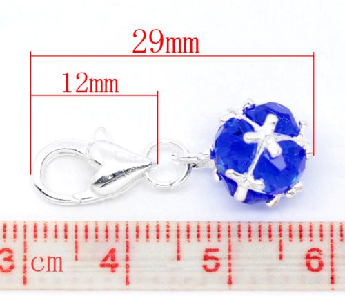 Sexy Sparkles Birthstone Dangle Charm Pendant for European Clip on Charm Jewelry with Lobster Clasp - color: Blue. - September
