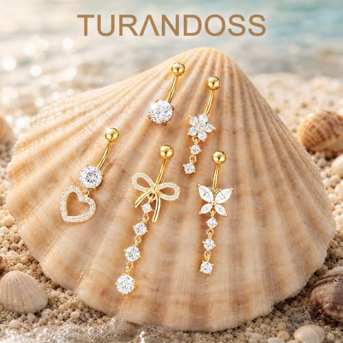 CZ Belly Button Rings for Women Surgical Stainless Steel Jewelry - color: Gold