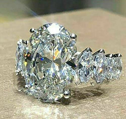 Cuteshop Elegant Huge Zircon Wedding Ring 18k Platinum Plated Shiny Cubic Zirconia Crystal Diamond Wedding Jewelry for Women (9) - size: 9