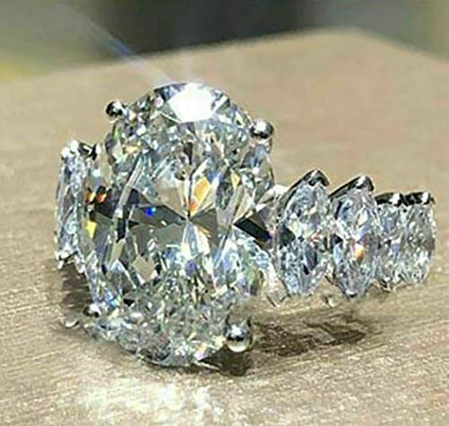 Cuteshop Elegant Huge Zircon Wedding Ring 18k Platinum Plated Shiny Cubic Zirconia Crystal Diamond Wedding Jewelry for Women (8) - size: 8