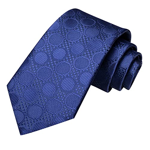Dubulle Mens Paisley Striped Tie Woven Necktie for Men and Handkerchief Cufflinks Set Wedding Formal Business - color: Blue Plaid